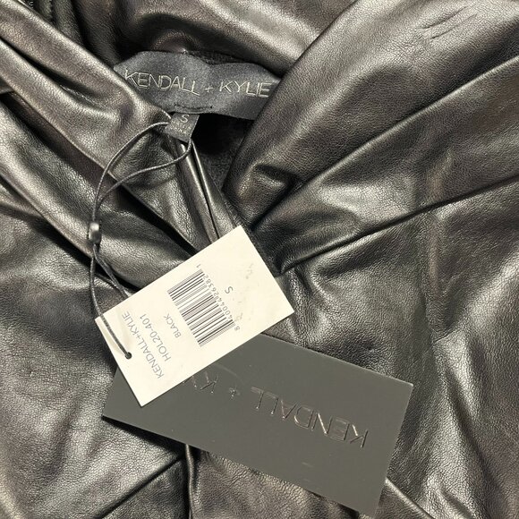 KENDALL + KYLIE Women's Black Vegan Leather Side Twist Knot Skirt - Size Small - Picture 2 of 6